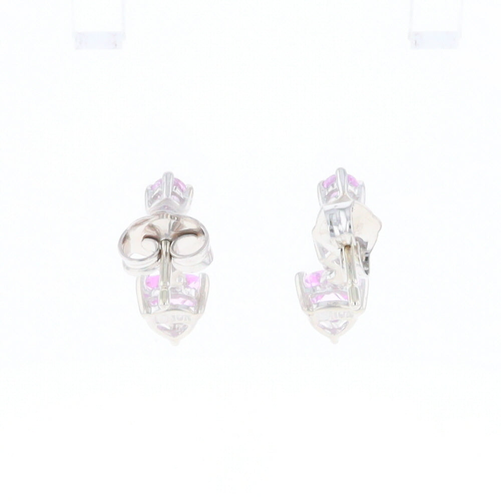 Synthetic Pink Sapphire Dangle Heart Earrings