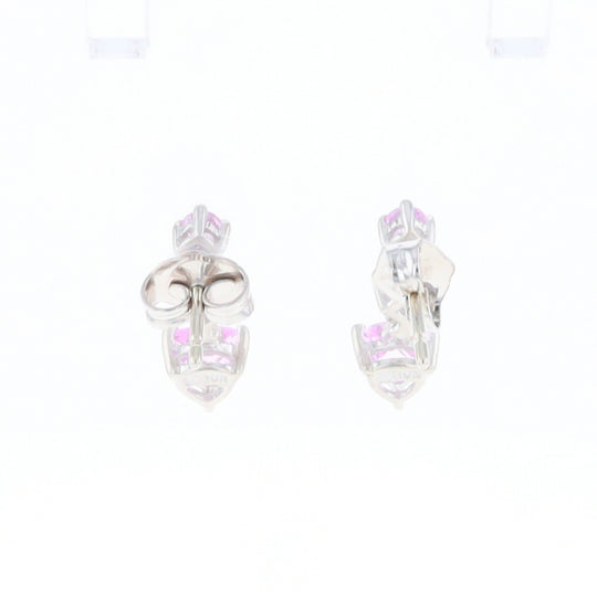 Synthetic Pink Sapphire Dangle Heart Earrings