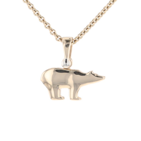 Gold Quartz Inlaid Polar Bear Pendant