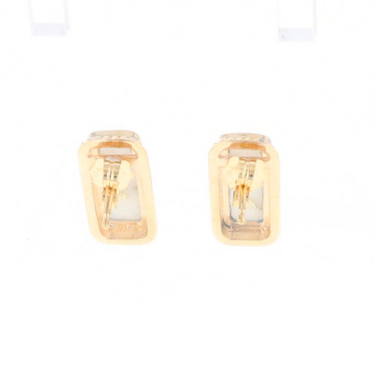 Gold Quartz Earrings Rectangle Inlaid Milgrain Design - G2