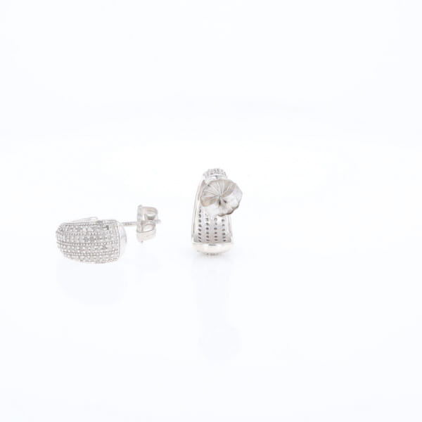 Diamond Half Hoop Stud Earrings