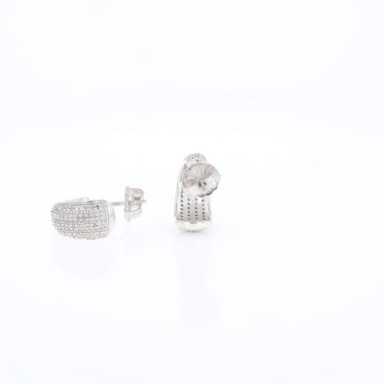 Diamond Half Hoop Stud Earrings