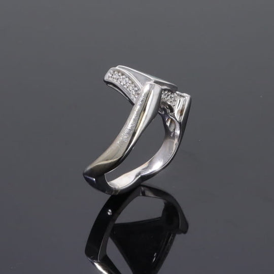 Opal Rings Triangle Inlaid Design with .31ctw Round Diamonds