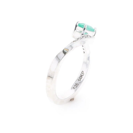 Emerald Twist Ring with Diamond Accents