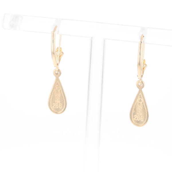 Gold Quartz Earrings Tear Drop Inlaid Lever Backs - G2