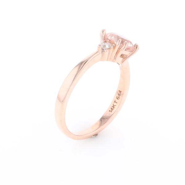 Morganite 1ct Cushion Cut  and Diamond Three Stone Engagement Ring
