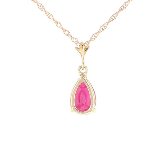 Pear Ruby Solitaire Necklace