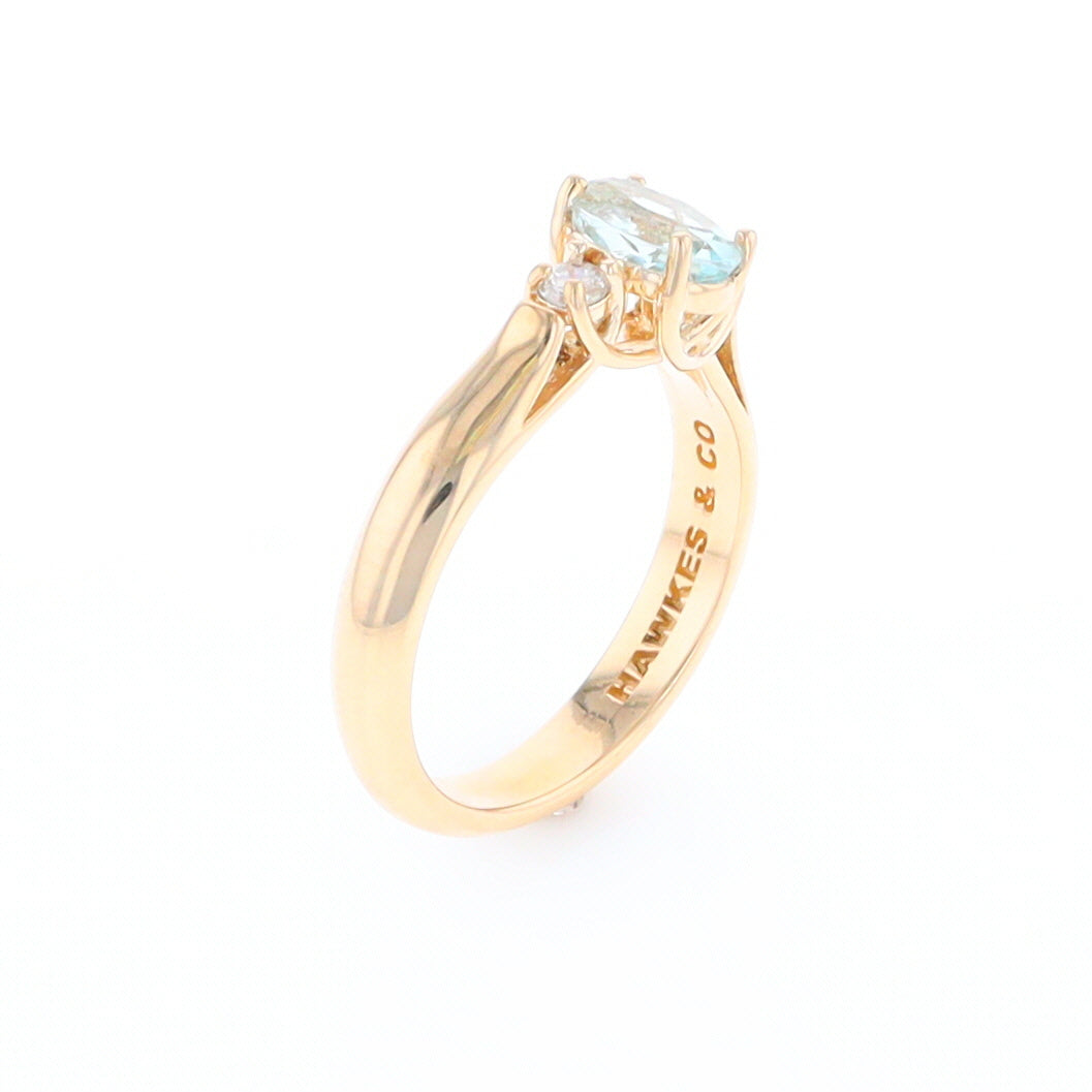 Aquamarine and Diamond Three-Stone Trellis Ring