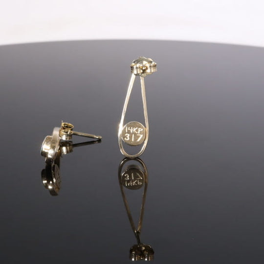 Opal Earrings Round Inlaid Open Tear Drop Design Studs