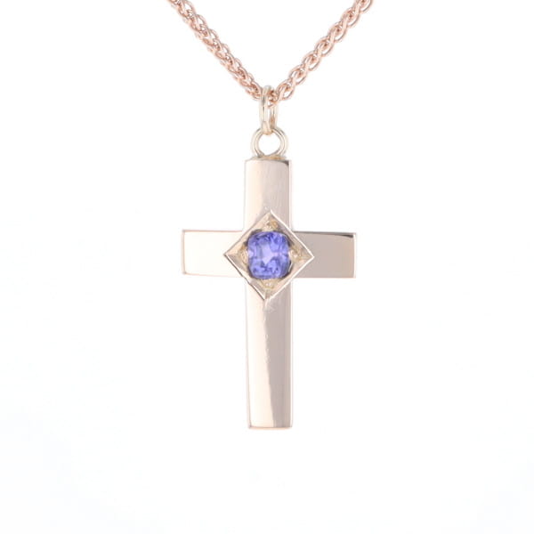 Cross Pendant with Purple Sapphire