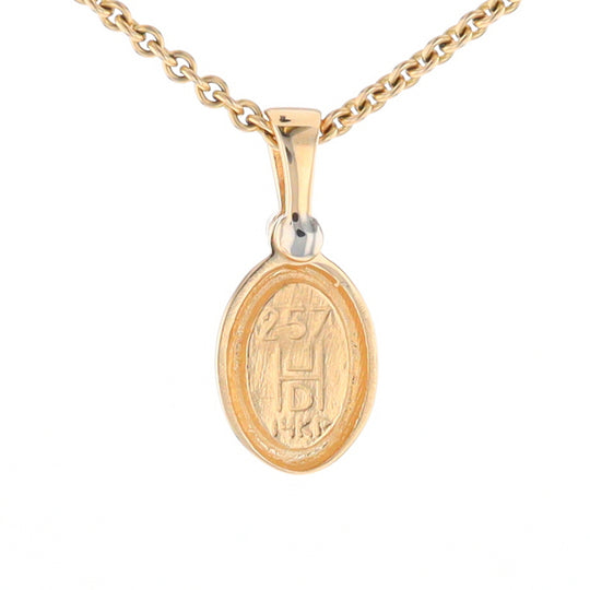 Gold Quartz Oval Inlaid Pendant with .02ct Diamond