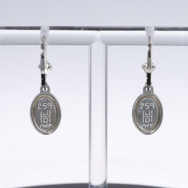 Opal Earrings Oval Inlaid Design Lever Backs