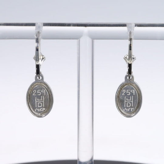 Opal Earrings Oval Inlaid Design Lever Backs