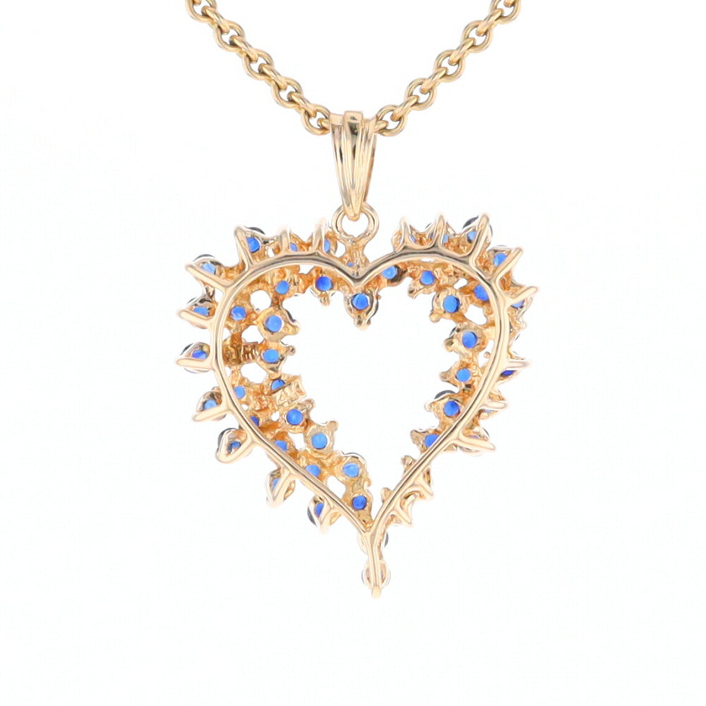 Bursting Sapphire Open Heart Pendant