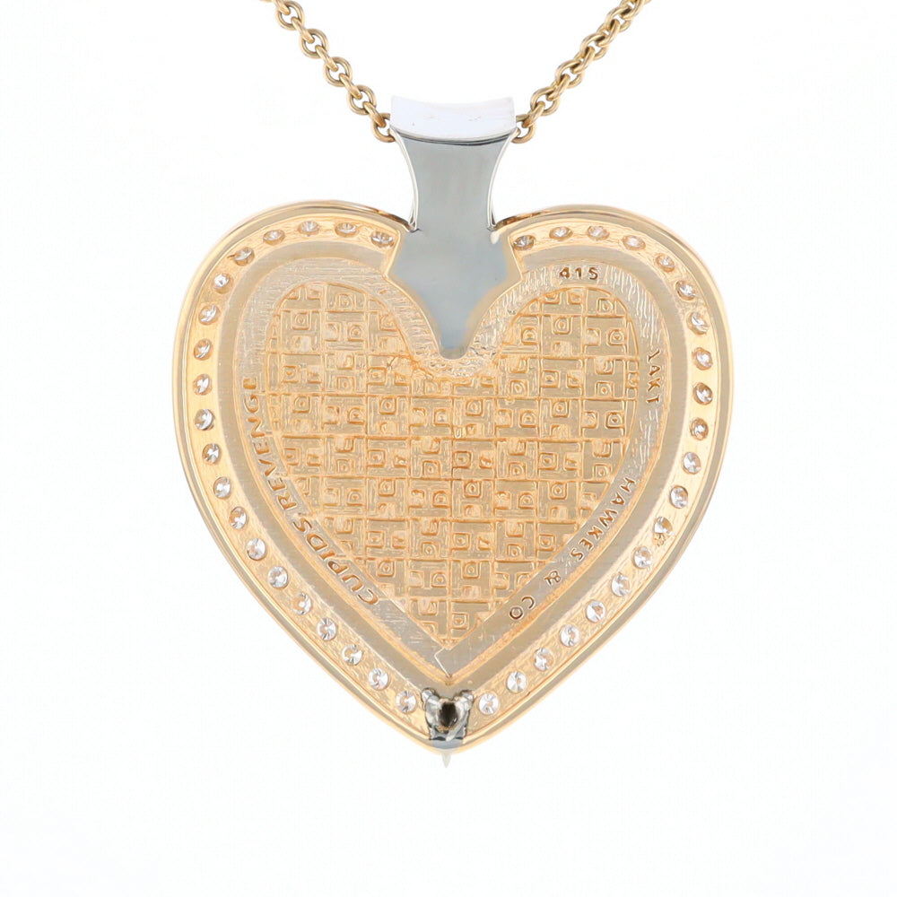 Gold Quartz Necklace Cupid's Revenge 2.24ctw Diamonds Heart Pendant (G1)