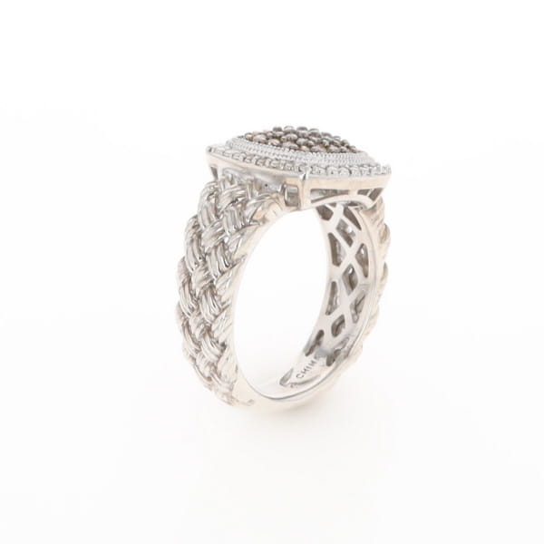 Champaign Diamond Square Braided Cluster Band