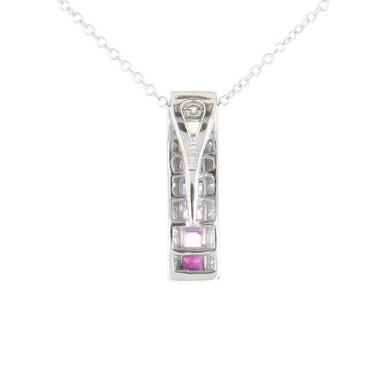 Multi-color Sapphire Necklace with Diamond Accents