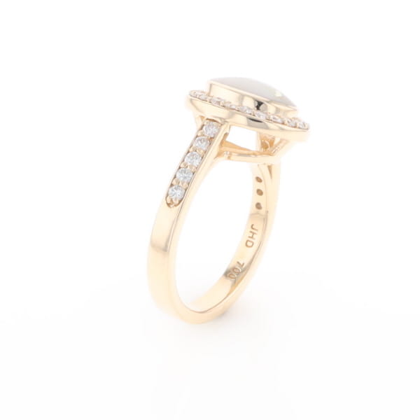 Oval Gold Quartz Inlaid Ring with 0.65ctw Diamond Halo