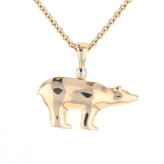 Gold Quartz Inlaid Polar Bear Pendant