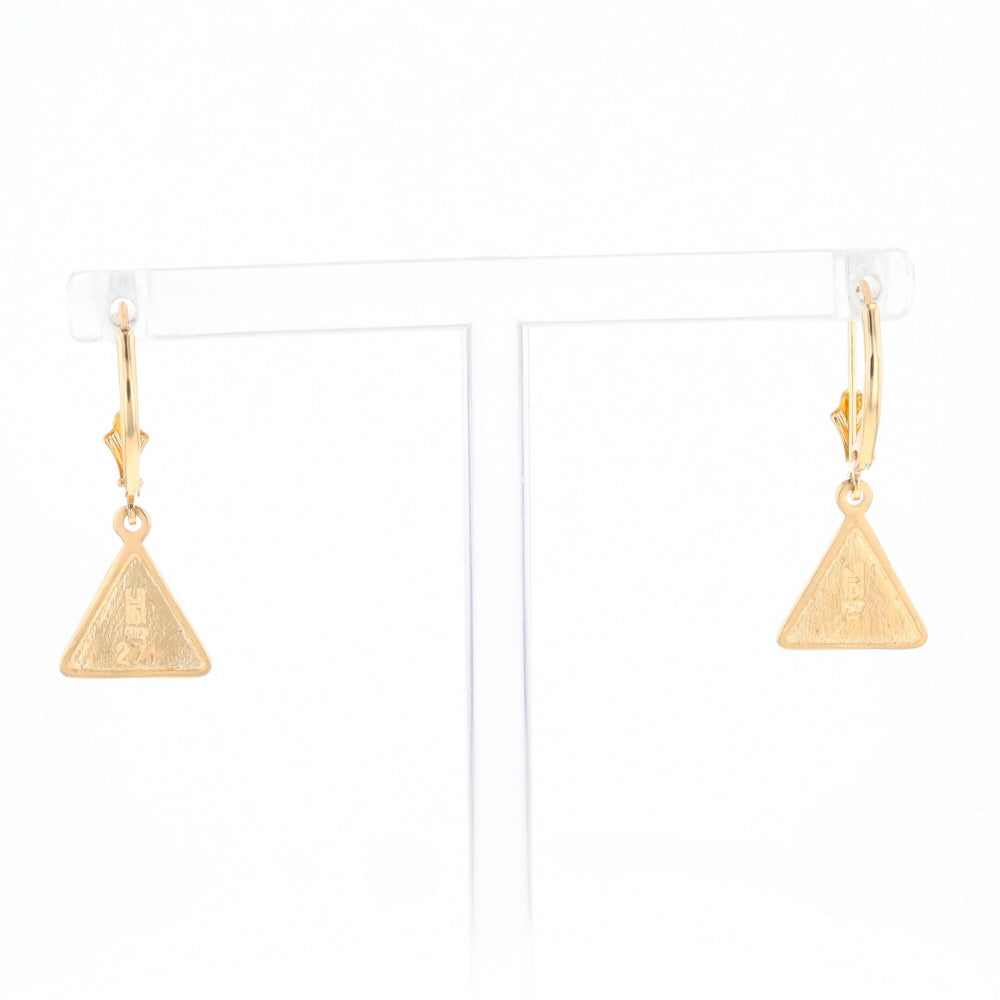 Gold Quartz Triangle Inlaid Earrings - G2