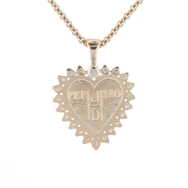 Gold Quartz Heart Shape Inlaid .55Ctw Diamond Pendant