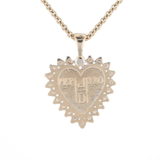 Gold Quartz Heart Shape Inlaid .55Ctw Diamond Pendant