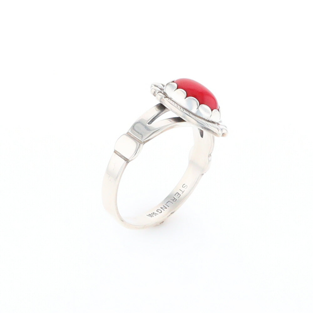 Native American Oval Coral Ring