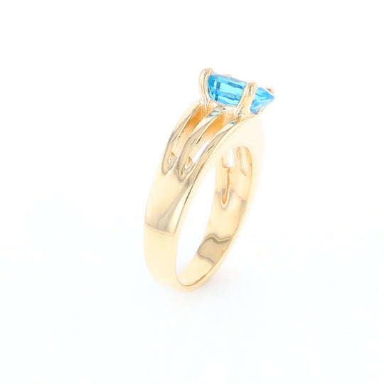 Split Shank Oval Blue Topaz Ring