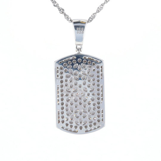 Cubic Zirconia Dog Tag Pendant