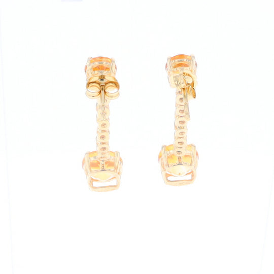 Citrine and Diamond Dangle Drop Earrings