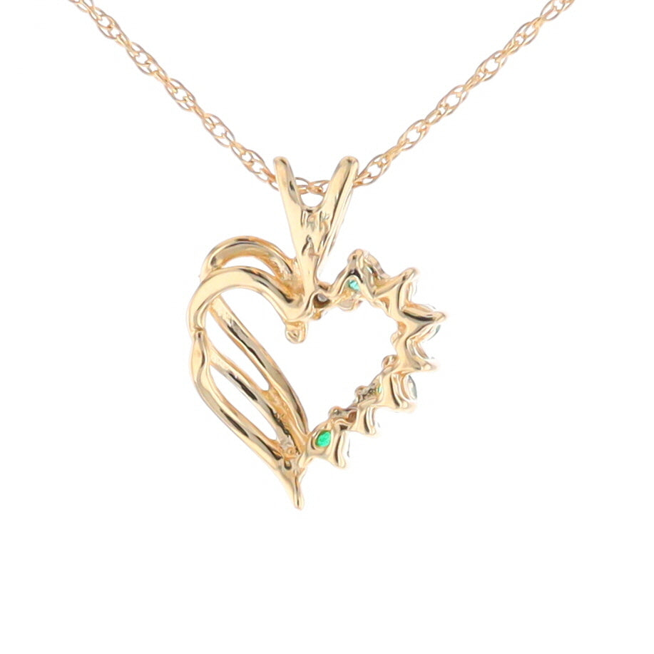 Open Heart Emerald and Diamond Pendant