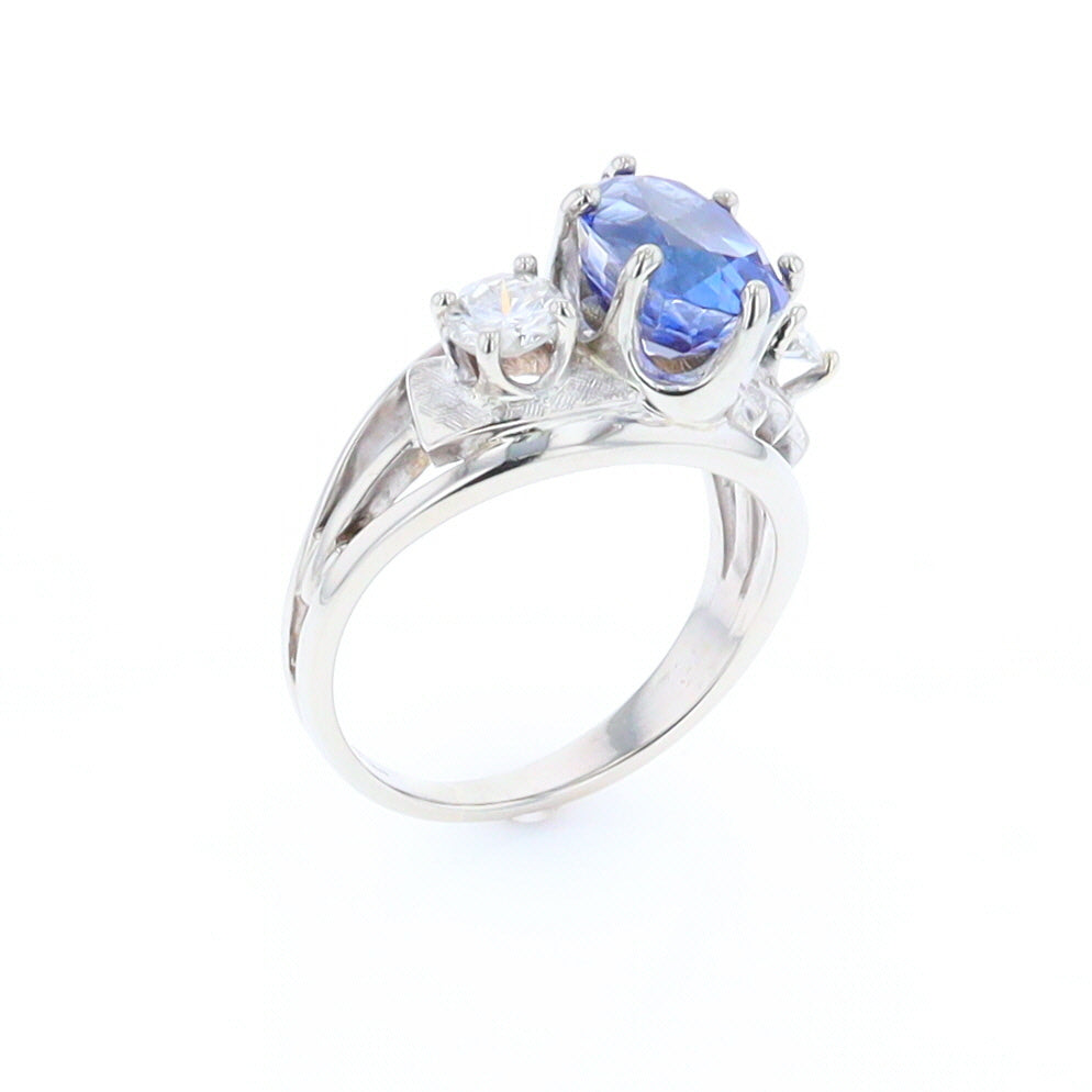 Oval Sapphire Ring with Diamond Side Accents