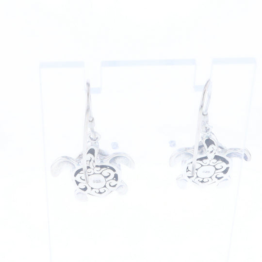 Silver Turtle Dangle Earrings