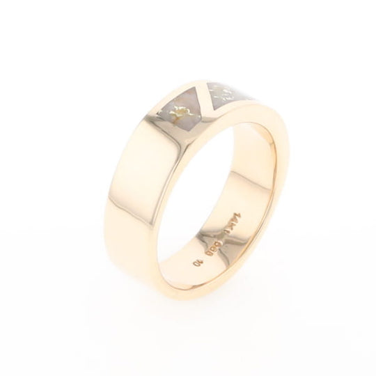 Gold Quartz Ring, 3 Section Inlaid Design