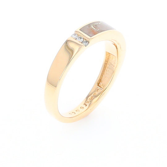 Gold Quartz Ring Double Inlaid Design with .03ctw Round Diamonds