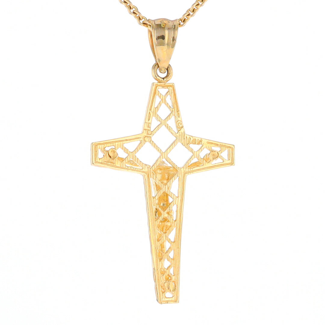 Gold Mesh Crucifix Pendant