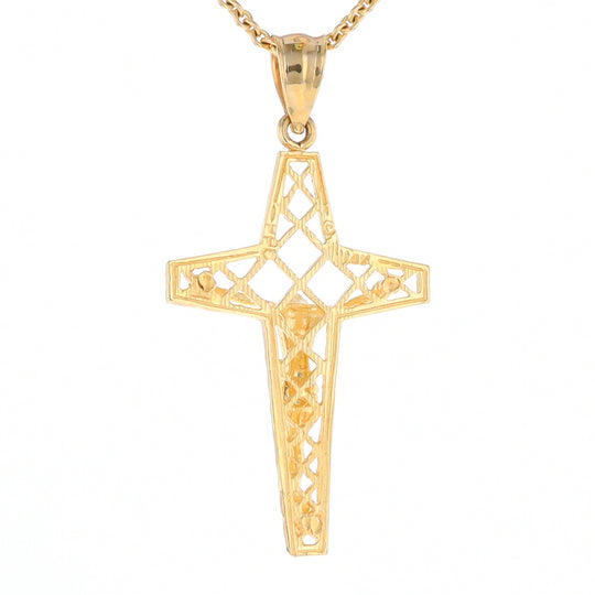 Gold Mesh Crucifix Pendant