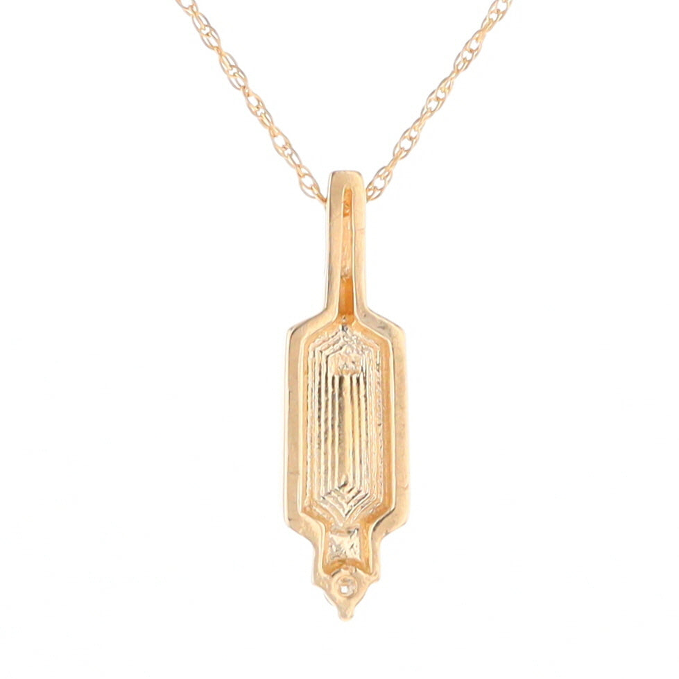 Gold Quartz Pendant with 0.04ctw Diamond Accent