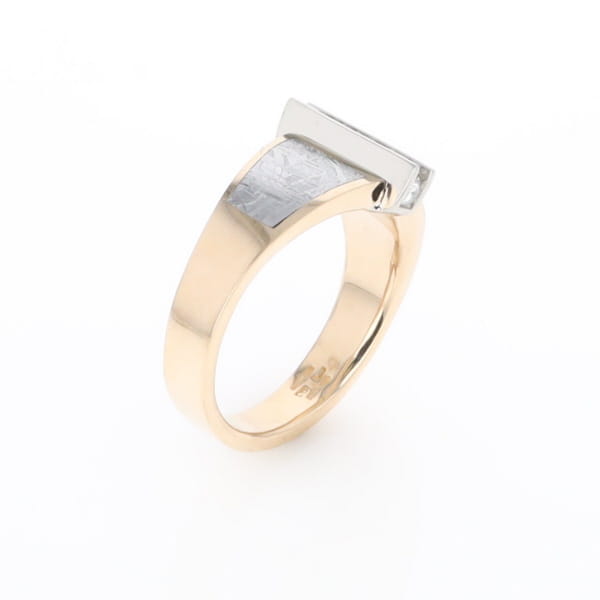 Meteorite Ring Double Sided Inlaid Design with .23ctw Diamonds