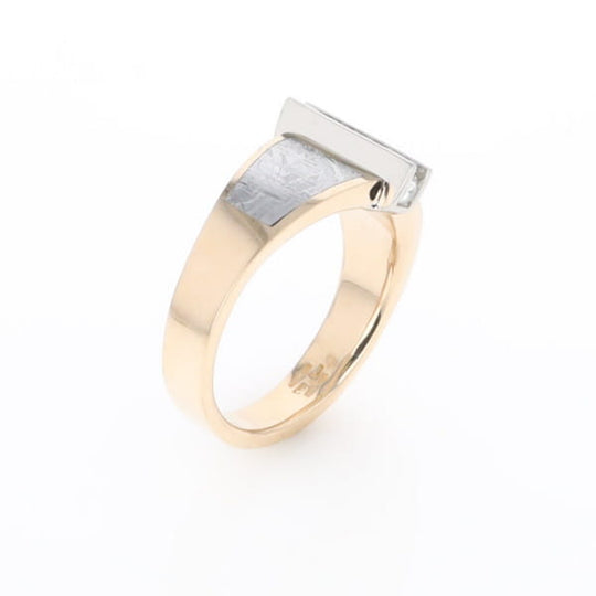 Meteorite Ring Double Sided Inlaid Design with .23ctw Diamonds