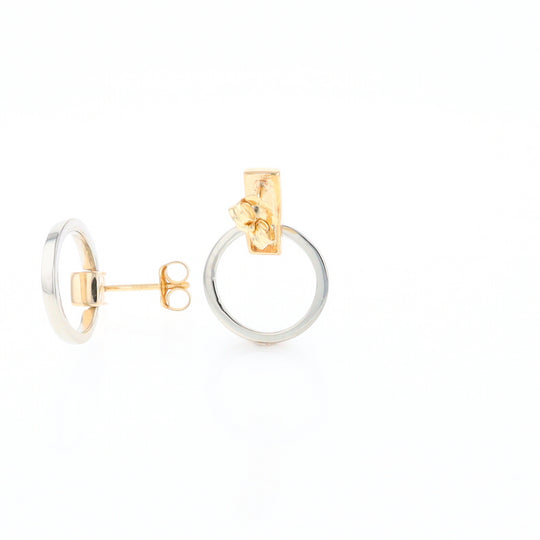Gold Quartz Rectangle Inlaid Knocker Earrings - G2