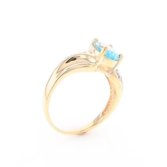 Blue Topaz Ring with Diamond Accents