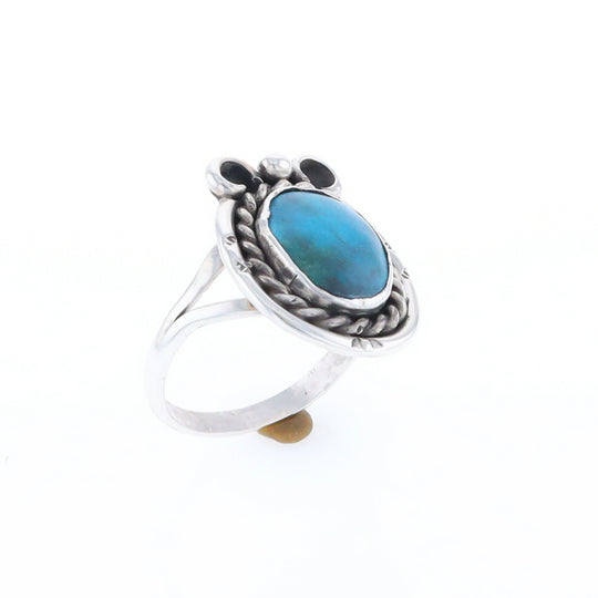 Native Turquoise Rope Design Ring