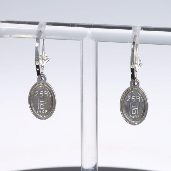 Opal Earrings Oval Inlaid Design Lever Backs