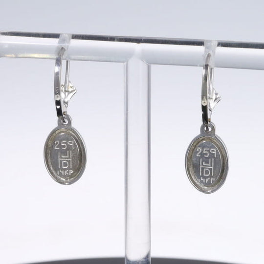 Opal Earrings Oval Inlaid Design Lever Backs