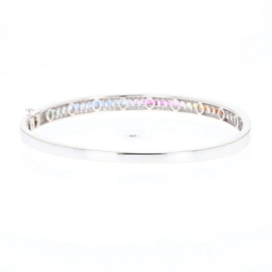 Multi-color Sapphire Cuff Bracelet with Diamond Accents