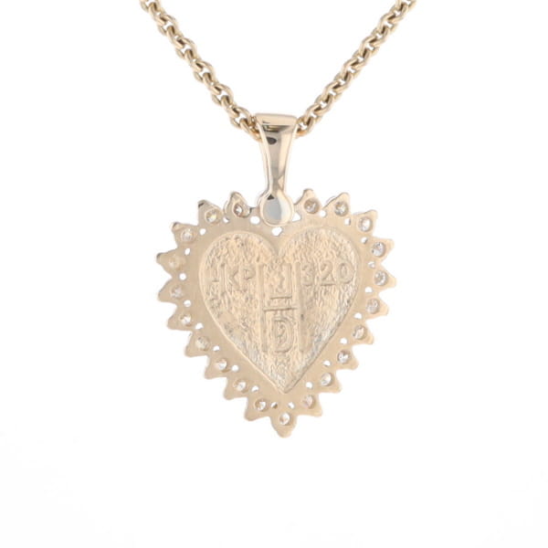 Gold Quartz Heart Shape Inlaid .55Ctw Diamond Pendant