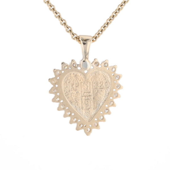 Gold Quartz Heart Shape Inlaid .55Ctw Diamond Pendant