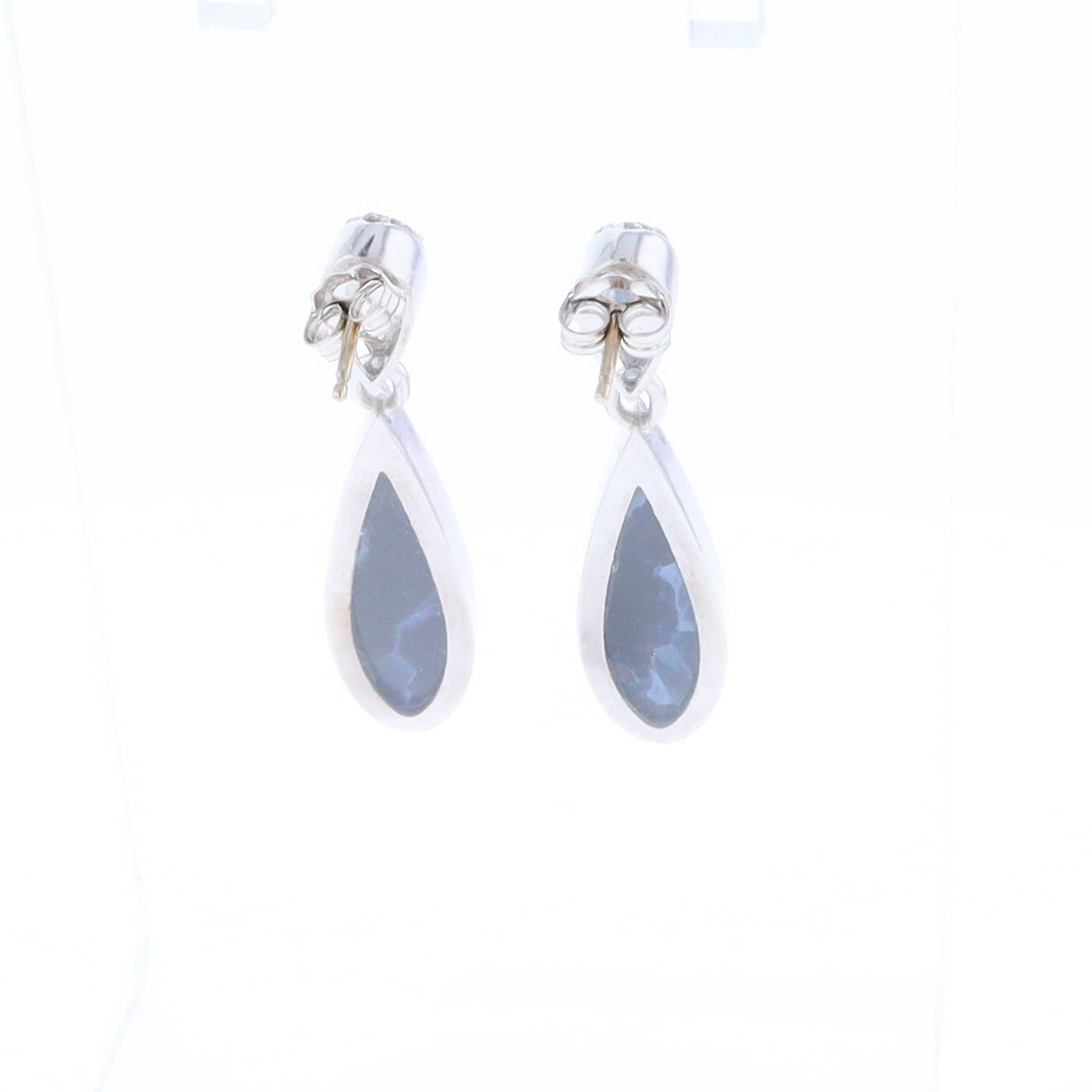 Natural Pietersite Inlaid Teardrop 0.22ctw Diamond Earrings