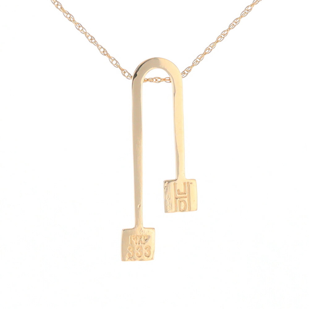 Gold Quartz 2 Square Curved Bar Pendant